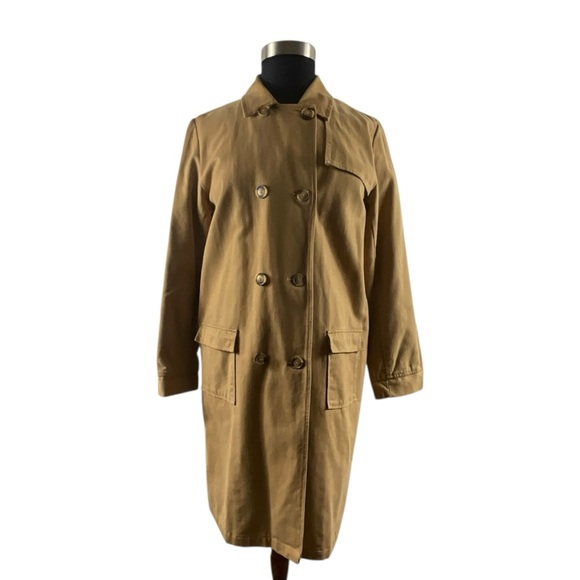 Denim& Co Tan Dark Khaki Double-Breasted Trench Coat